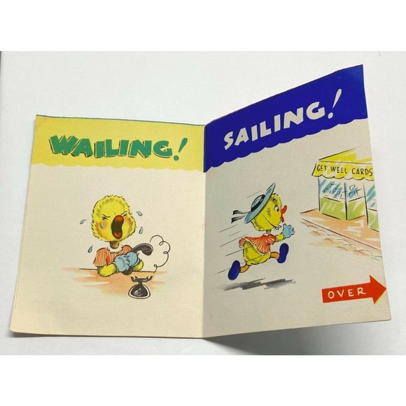 Vintage Get Well Soon Greeting Card Baby Duck Art Guild of Williamsburg Used - Picture 2 of 5